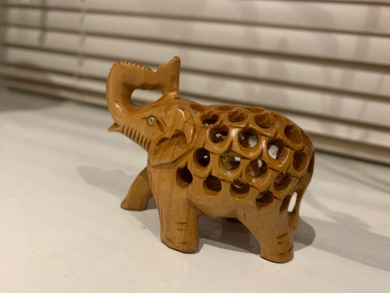 Beautiful Hand Carved Elephant, Wooden Elephant, Indian handicraft, gift
