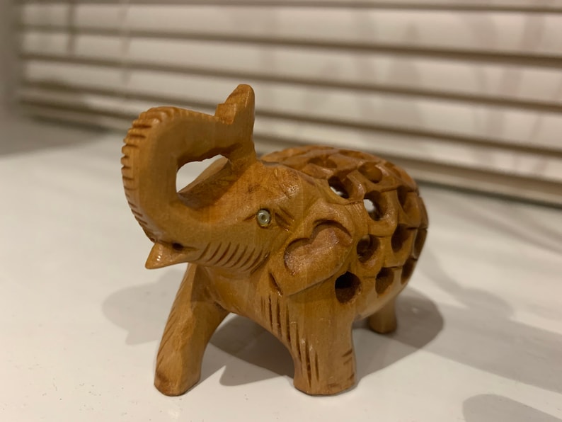 Beautiful Hand Carved Elephant, Wooden Elephant, Indian handicraft, gift