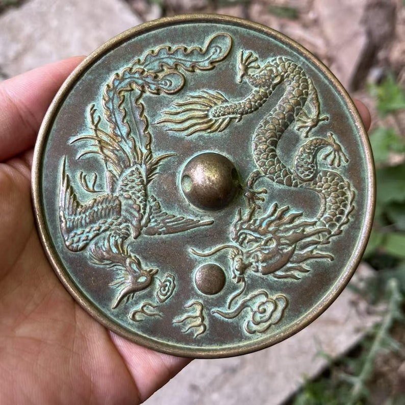 Dragon, Phoenix & Bagua Bronze Feng Shui Mirrors