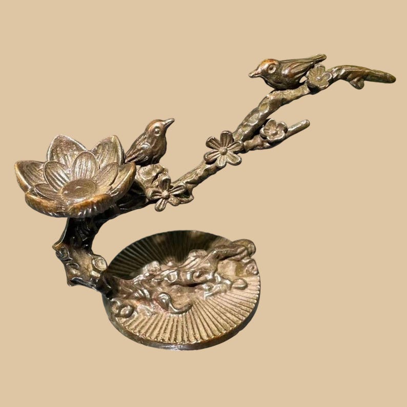 Bronze Magpie Plum Blossom Tea Pet: Handmade Incense Burner
