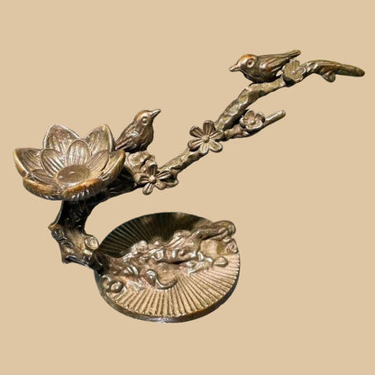 Bronze Magpie Plum Blossom Tea Pet: Handmade Incense Burner