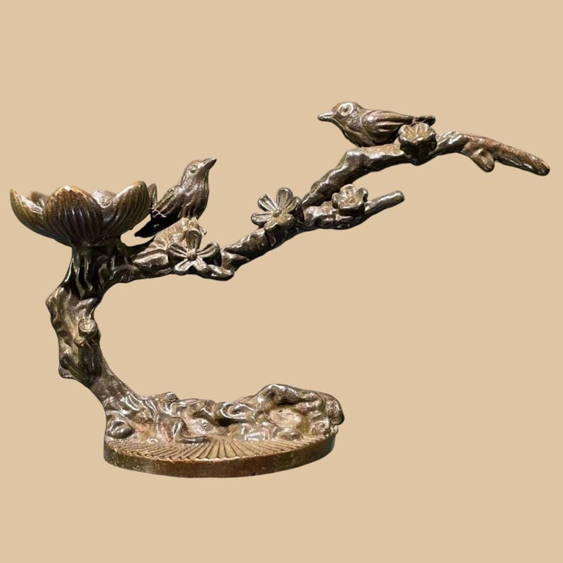 Bronze Magpie Plum Blossom Tea Pet: Handmade Incense Burner