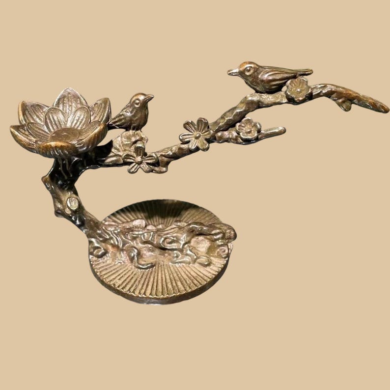 Bronze Magpie Plum Blossom Tea Pet: Handmade Incense Burner