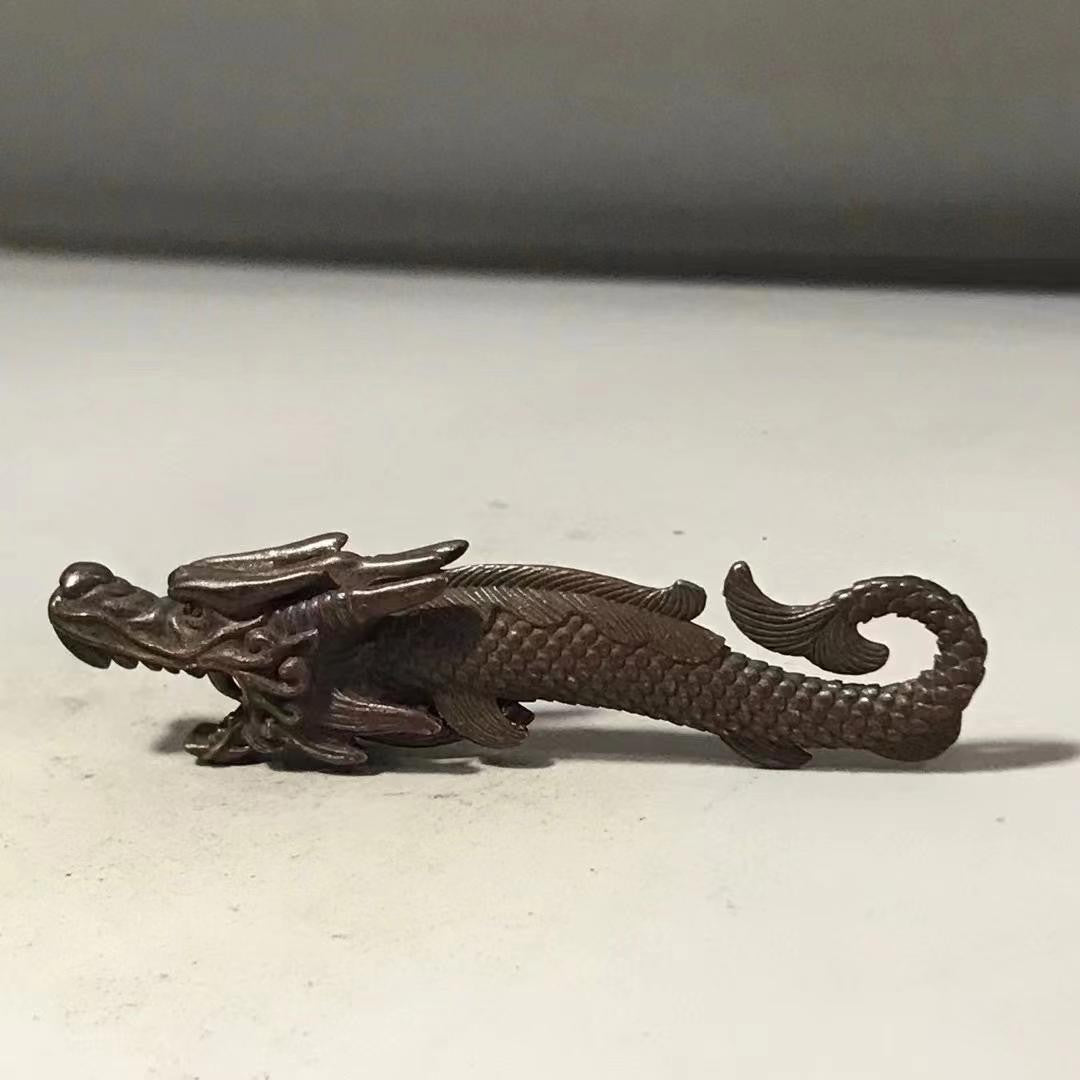 Antique Handicrafts Copper Alloy Fish Dragon Statue Vintage Bottle Opener
